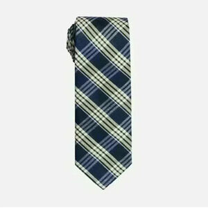 Black Lapel Men's Dark Blue Plaid Silk Blend Neck Tie $39